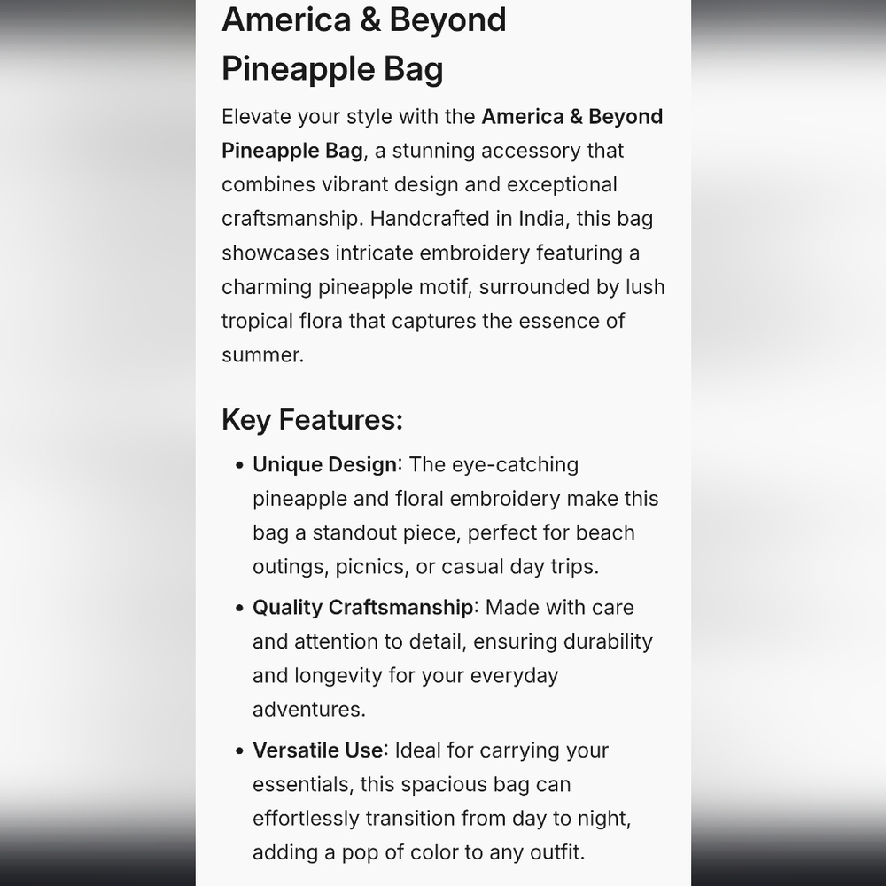 America And Beyond Pineapple Tote - Picture 3 of 3